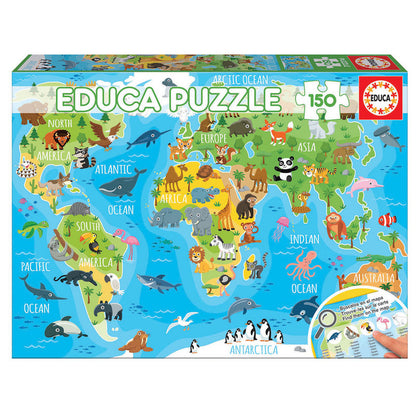 Animals World map puzzle 150pcs