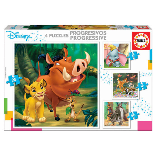 Disney Animals Dumbo + Bambi + Lion King + Jungle Book puzzle 12-16-20-25pcs