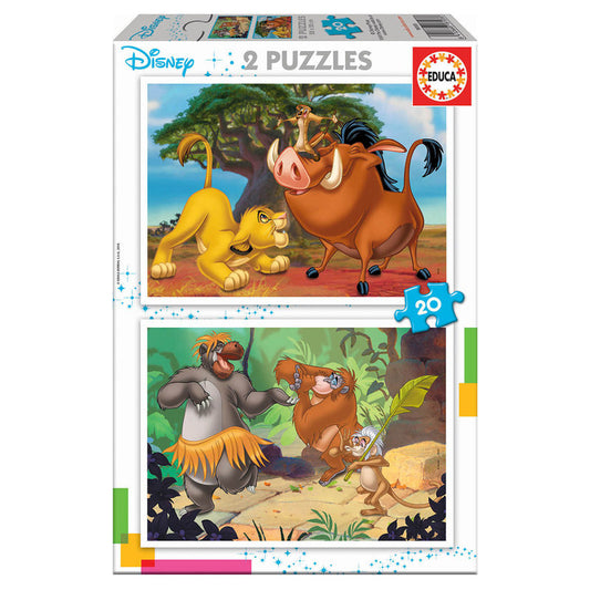 Disney Animals Lion King + Jungle Book puzzle 2x20pcs