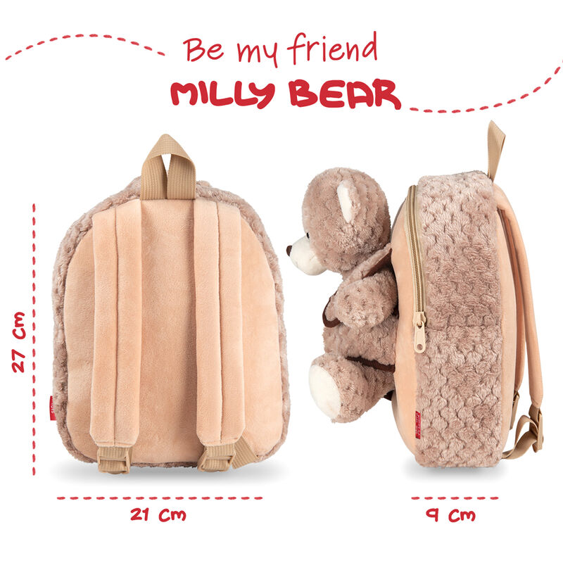 Milly Bear backpack with plush toy 26cm