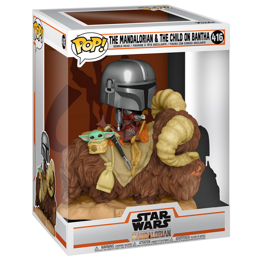 POP Figur Star Wars The Mandalorian Mando på Bantha med Barn