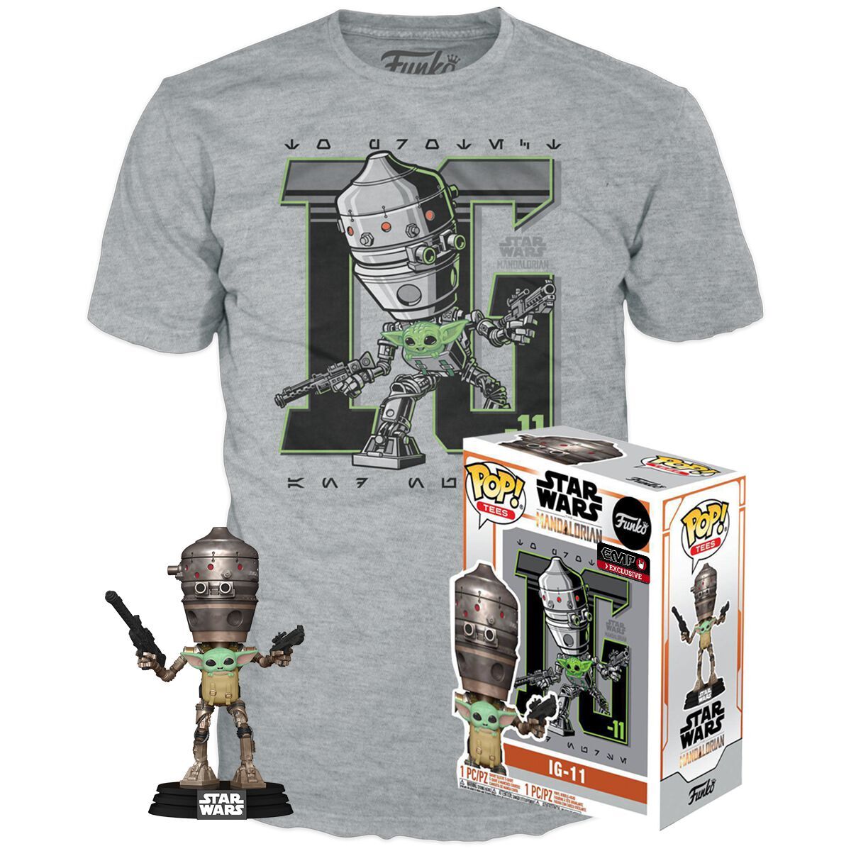 Set figur POP & Tee Star Wars IG-11 med The Child - Exklusiv Storlek M