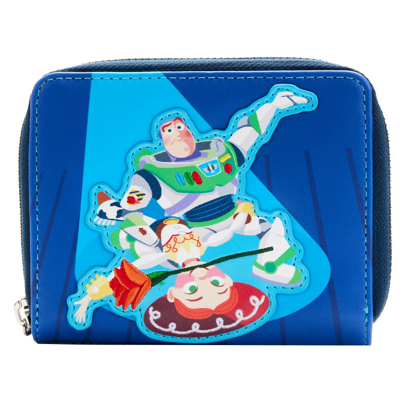 Size: 15x10cm. The Loungefly Disney-Pixar Toy Story Jessie and Buzz Lightyear Zip Around Wallet is made of vegan leather (polyurethane). Wallet zips closed