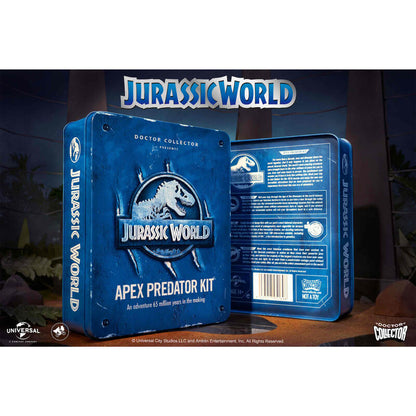 Contains: Metal box Official guide book (107 pages). Welcome letter Entrance ticket VIP visitor pass with lanyard Jurassic World flag (135x45 cms). Jurassic World brochure map Jurassic World access bracelet Jurassic World metal token Jurassic World pin Jurassic World Camp Cretaceous registration card Jurassic World logo pin Jurassic World exclusive badge collection Jurassic World exclusive postcard Jurassic World exclusive postcard 2 stickers.