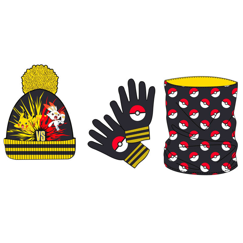 Pokemon snood, hat and gloves set