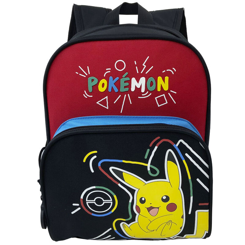 Size: 22x11x30cm. Two large separate compartments with zips and heavy duty rubber puller in the shape of the pokeball. Adjustable