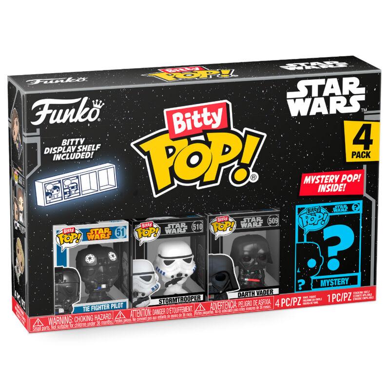 Your favourite Pops! have been shrunk into Bitty Pops! Expand your collection with this assortment of Bitty Pop! figures featuring your most beloved cartoon characters! Each 4-pack comes with one rare or hyper rare mystery Bitty Pop! to complete the series. Bitty Pops! are packaged in hard acrylic cases with detachable bottom lids. Detachable bottom lids double as acrylic bases