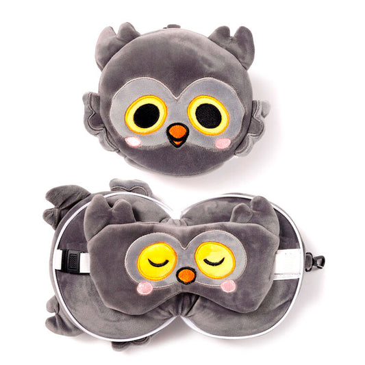 Relaxeazzz Adoramals Winston Owl travel pillow eye mask