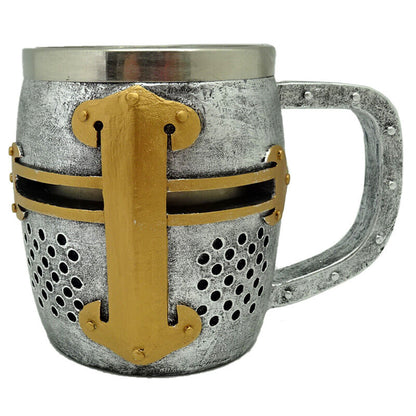 Medieval Knight Silver and Gold Helmet jug