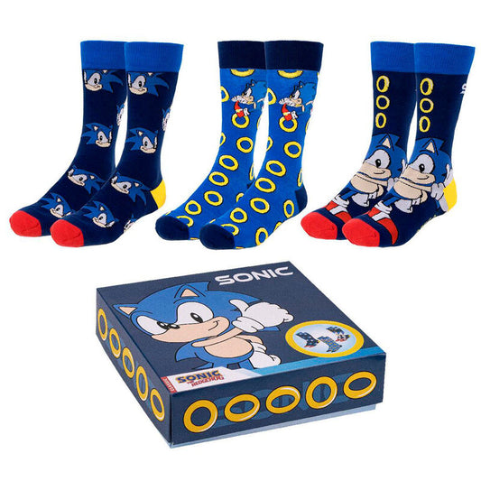 Sonic the Hedgehog pack 3 adult socks