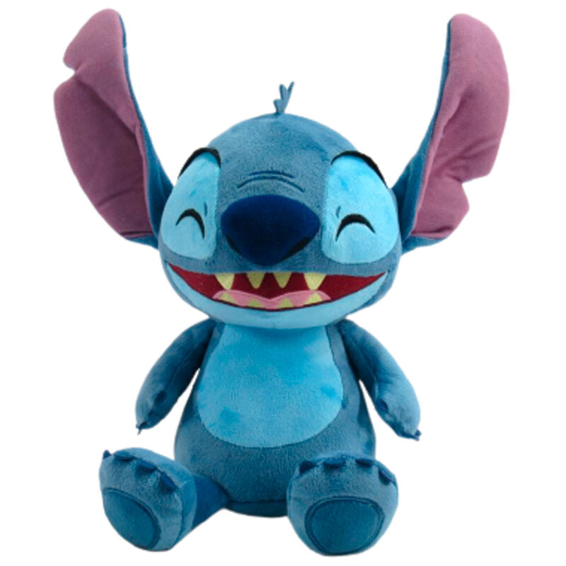 Size: 28cm. Sound and movement. Simply pick him up and shake him to activate fun sounds and movements. Stitch laughs out loud and wiggles when placed on a surface. Made with irresistibly soft fabrics and embroidered details