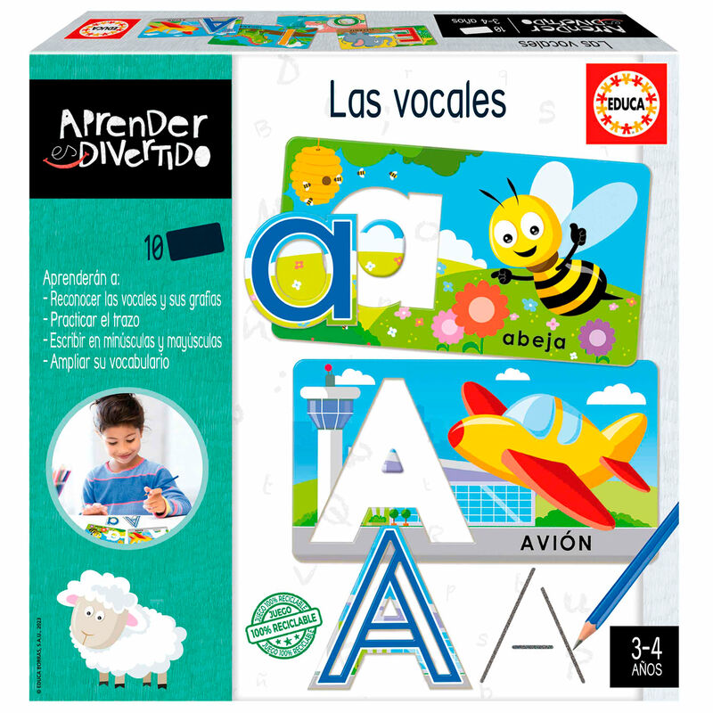 Age: 3-5 years old. Players: +1. Contents: 10 sheets with removable letter templates