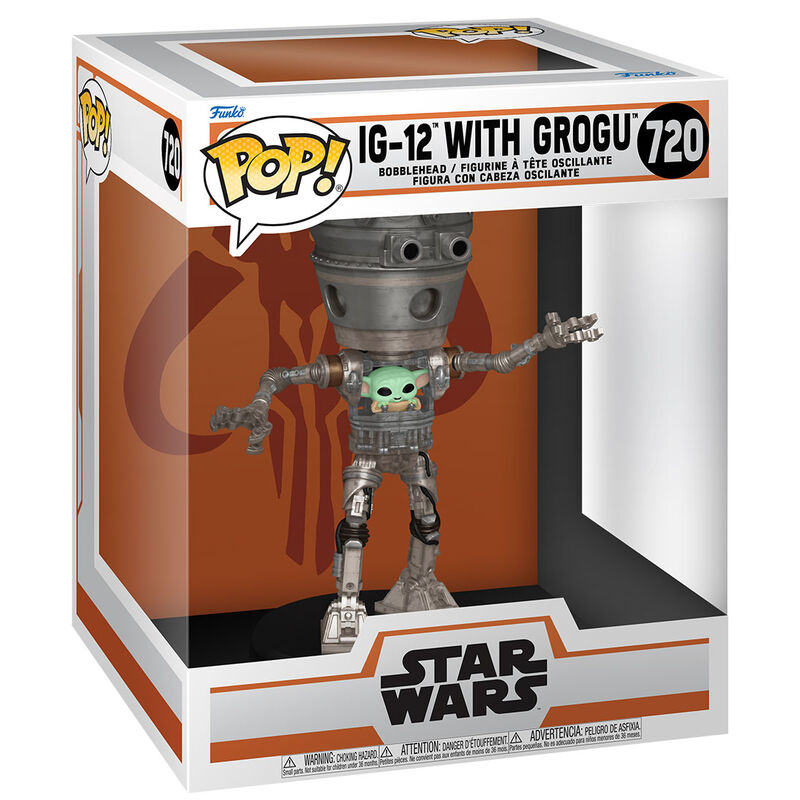 POP figure Deluxe Star Wars The Mandalorian IG-12 with Grogu