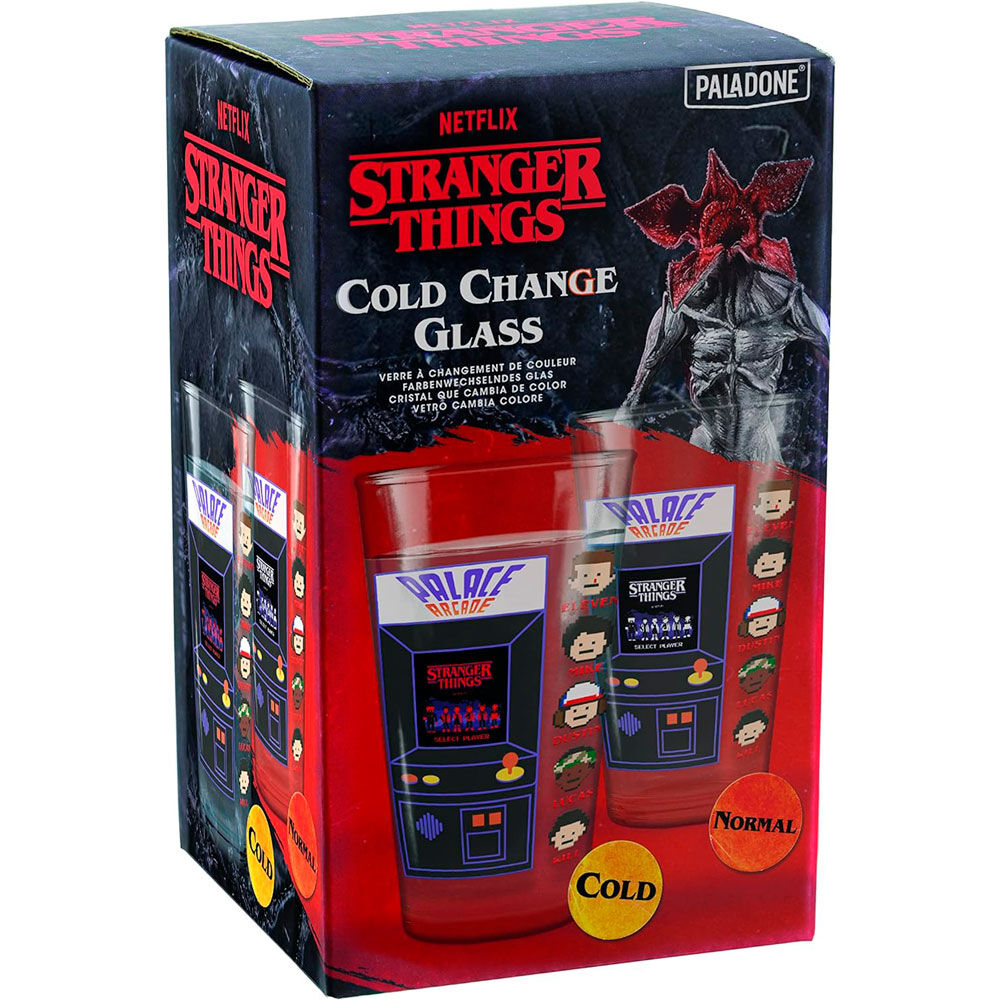 Capacity: 450ml. Explore the upside down with this fun Stranger Things cool change cup. Add a very cold drink and watch the arcade machine screen turn red.