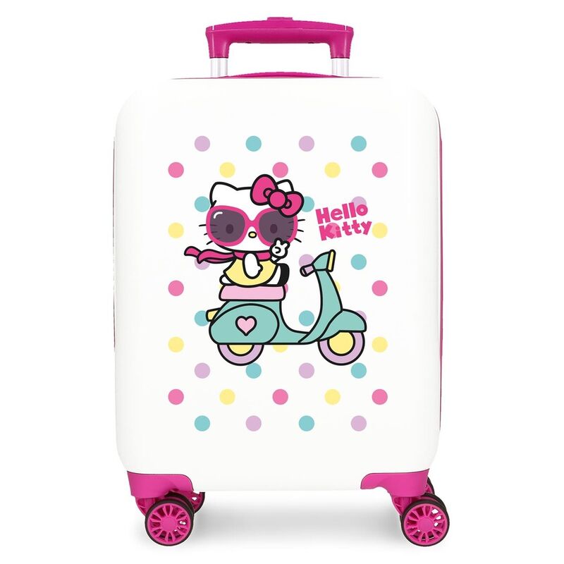 Size: 33x50x20cm. Practical interior with two elastic rubber band fastening compartments on both sides. Four double multi-directional swivel wheels for comfortable rolling