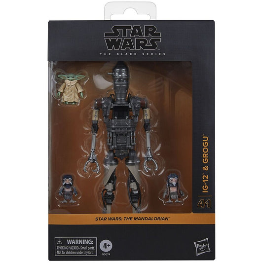 The Black Series. Size: 15cm. Articulated figure. Star Wars fans and collectors can display these 6 inch action figures (15 cm) -- featuring premium design and multiple articulation points -- in their collections. Grogu stands at about 1 inch tall within 6-inch scale. This IG-12 & Grogu figure set comes with two Anzellan droidsmith accessories