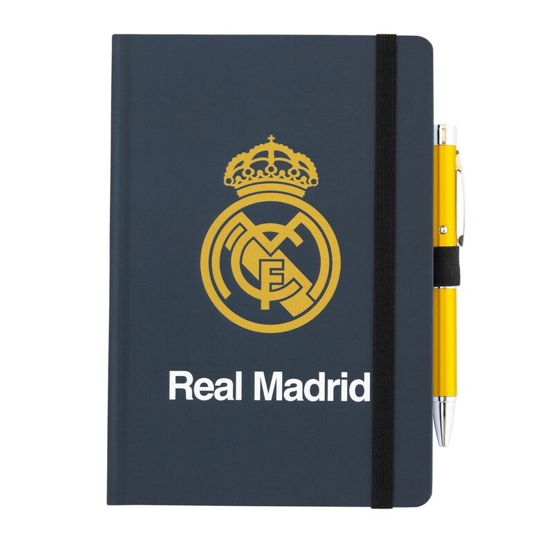 It has 96 dotted sheets and is A5 in size. Includes a pen that projects the image of the coat of arms. Features a hard cover with elastic band for closure. It has a bookmark ribbon and an inside pocket.