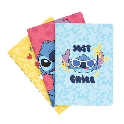 Includes 3 notebooks with different designs. Made with printed paper cover. Each notebook measures 14