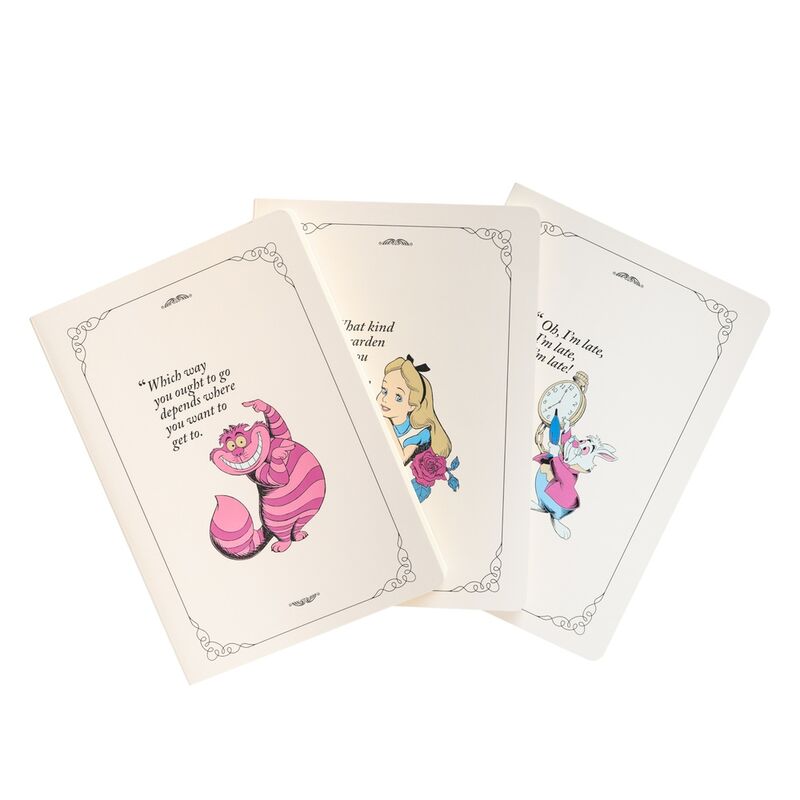 Disney Alice in Wonderland pack 3 A5 notebooks