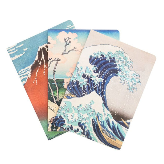 The Great Wave of Kanagawa Hokusai pack 3 A5 notebooks