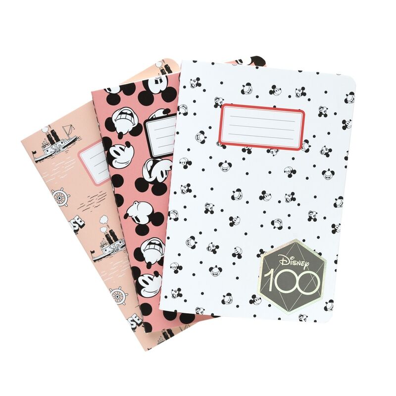 Disney Mickey 100 Anniversary pack 3 A6 notebooks