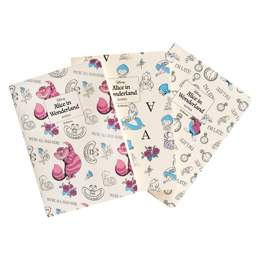 Disney Alice in Wonderland pack 3 A6 notebooks