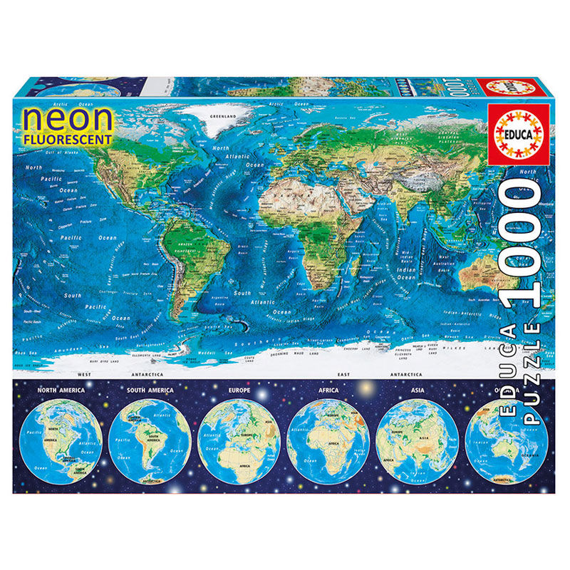 World Map neon puzzle 1000pcs