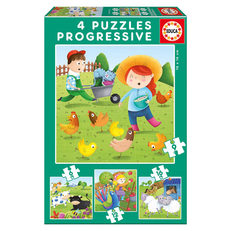 Farm Animals Progressive puzzle 6-9-12-16pcs