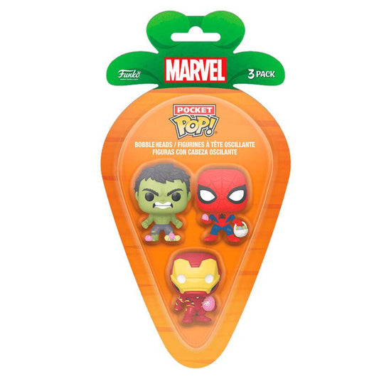 Carrot Pocket POP blister 3 Figur Marvel Spiderman Hulk Iron Man